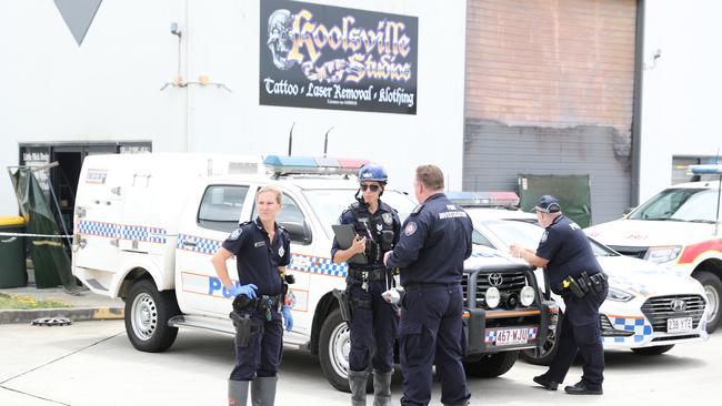 Police at the scene of the fire at Brendale last week.