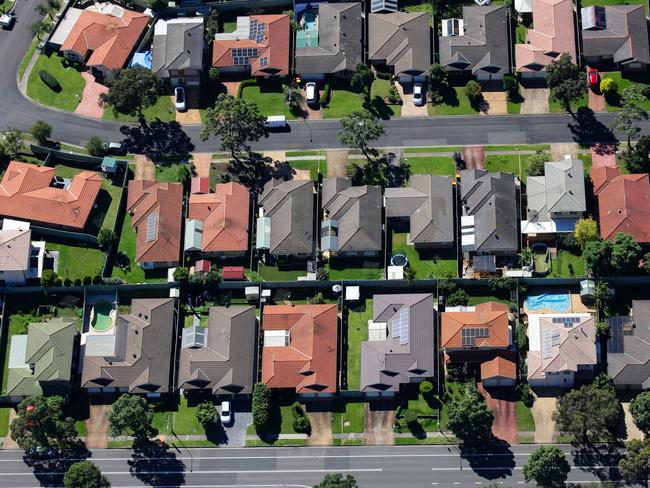 *FILE PIX* Editorial generic stock aerial view image highlighting the Housing Market in Australia after the Reserve Bank of Australia (RBA) cut interest rates for the first time in over four years. Picture: NewsWire / Gaye Gerard