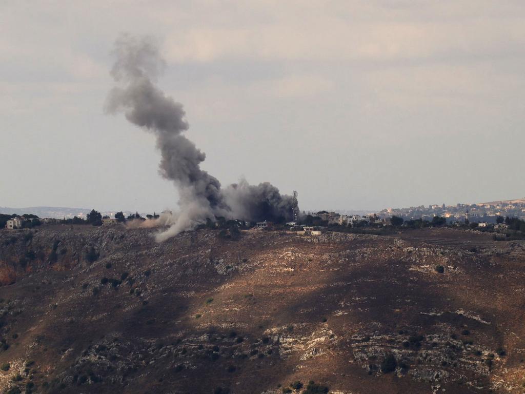 Smoke rises from the site of an Israeli air strike on the southern Lebanese village of Arnoun on October 17, 2024.