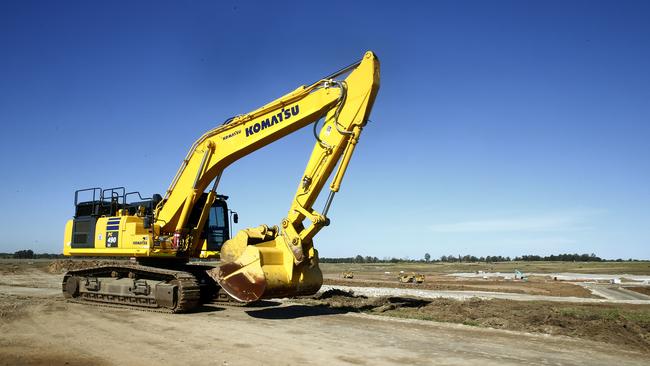 Earthmoving equipment fills the landscape as works continue at the Badgery's Creek Construction site of the Western Sydney Airport. Picture: John Appleyard