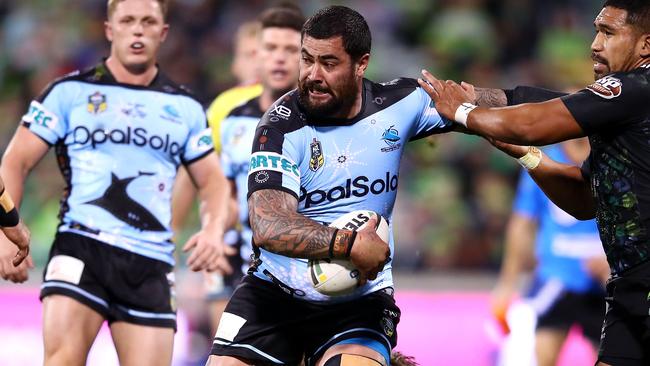 Andrew Fifita during Cronulla’s clash against Canberra.