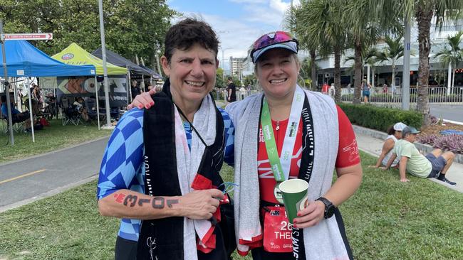 Therese Rennick and Liz Young from Red Dog Triathlon, Brisbane. Picture: Kristina Puljak