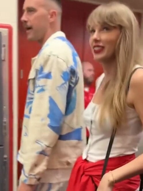 Taylor Swift and Travis Kelce were spotted together for the first time after the NFL game. Picture: NFL/tiktok