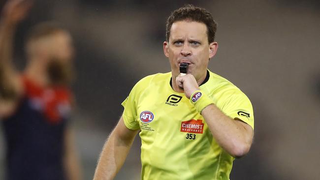 Former umpire Shane McInerney says ball players are no longer protected. Picture: AFL Photos