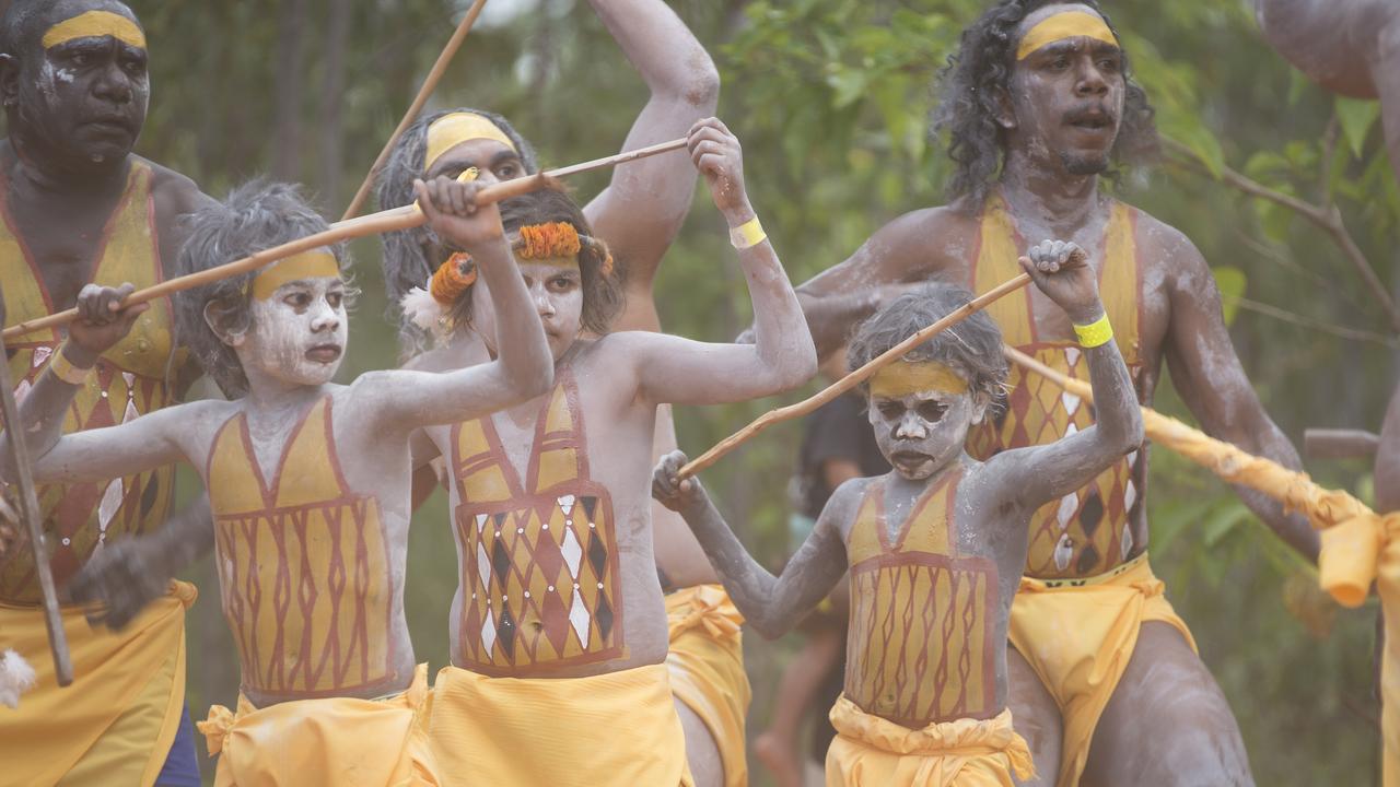 Ceremonial dance during the 2022 Garma Festival in northeast Arnhem Land, Northern Territory. Photo: AAP Image/Aaron Bunch