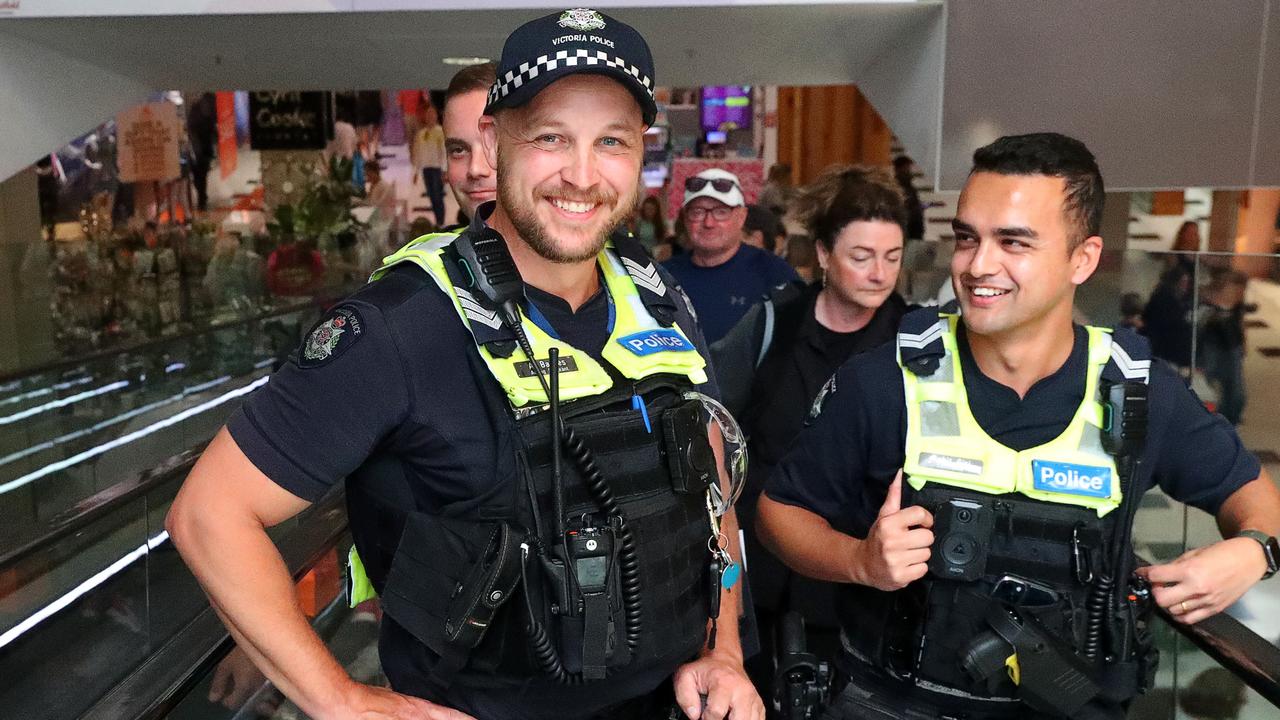 Acting Sergeant Adam Barnes, centre. Picture: Alan Barber