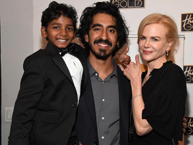 <i>Lion</i> stars Dev Patel, Nicole Kidman (with co-star Sunny Pawar) were both nominated for Oscars. Picture:  Frazer Harrison/Getty Images for AIF