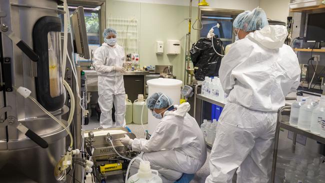 University of Queensland working with the Coalition for Epidemic Preparedness Innovations in the search for COVID-19 cure. Picture taken inside the university lab. Source: University of Queensland