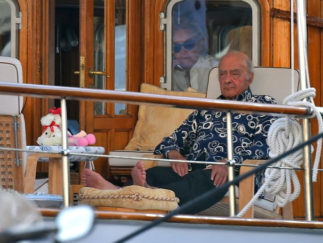 One day before the 20th birthday of death of Princess Diana, Dodi's father Mohamed Al Fayed spend some time on the Sakara yacht in St Tropez. Picture: Splash News