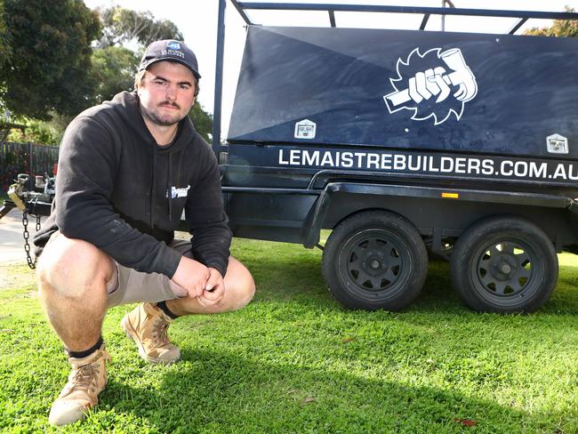 Tradie, Jake LaMaistre, had $10,000 worth of tools stolen when his trailer was taken from outside his house. The trailer has since been found but tools are all still missing.   picture: Glenn Ferguson