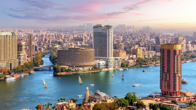 The busy modern metropolis of Cairo.