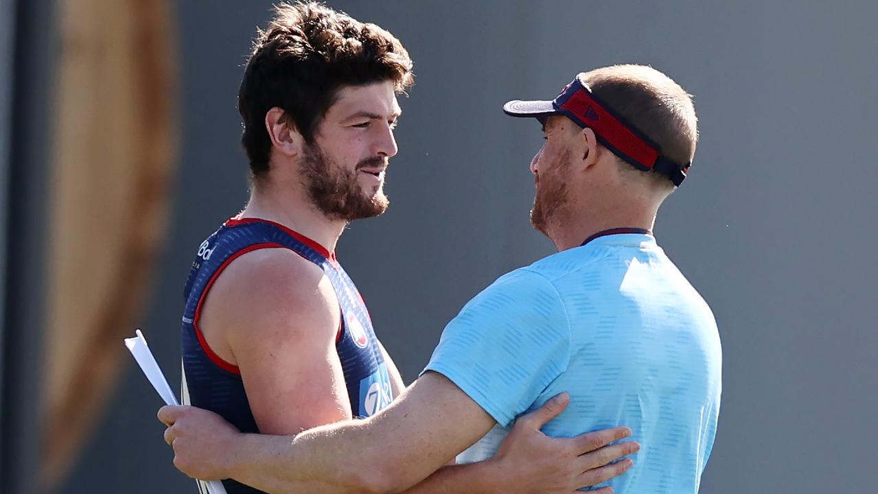 Angus Brayshaw was back at Melbourne training this week. Picture: Michael Klein