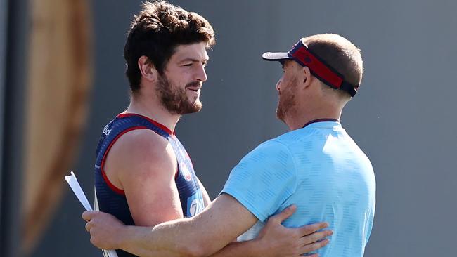 Angus Brayshaw was back at Melbourne training this week. Picture: Michael Klein