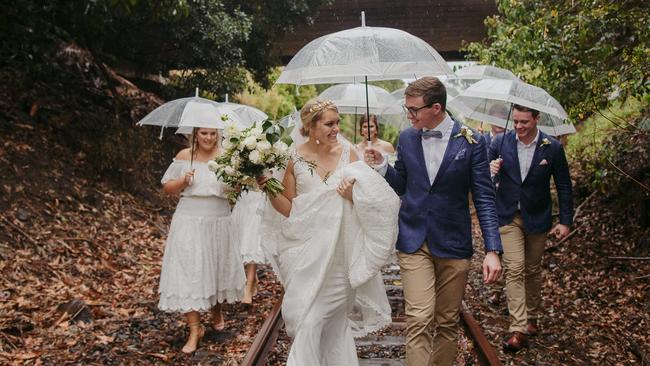 Bridal party with bride Amelia Small and groom Jackson Law, pic: Shane Shepherd