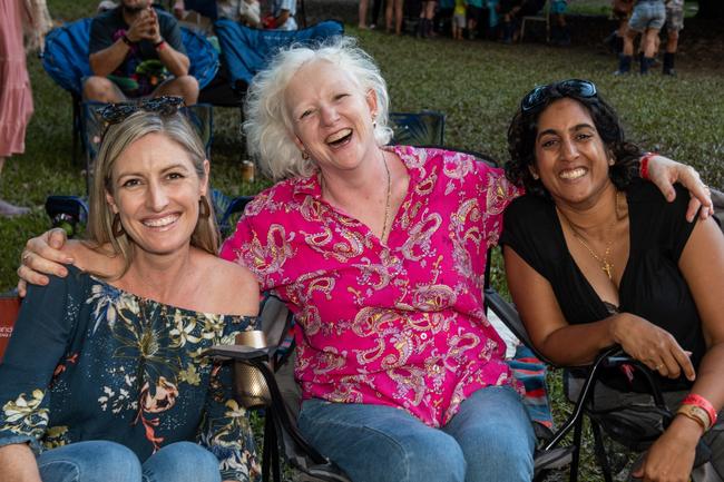 Kylie Shepherd-Smith, Kerry Dibbin and Leanne Trefz from Airlie Beach at Wintermoon Festival at Mount Charlton.Picture: Michaela Harlow