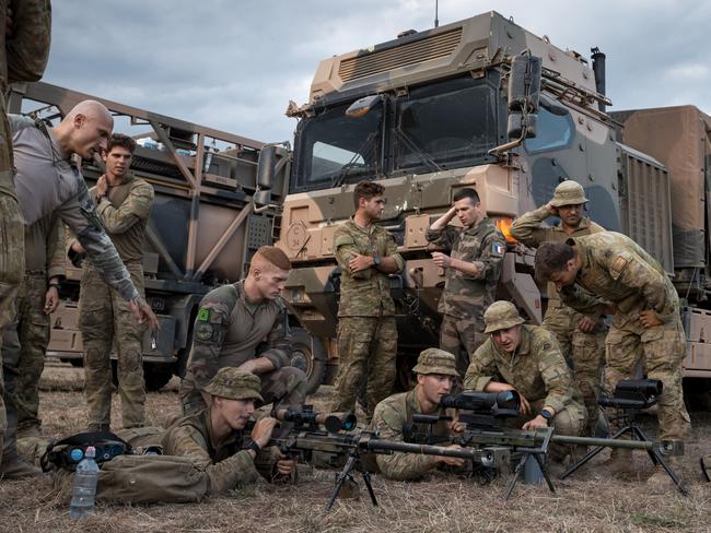 Soldiers from Australia, New Zealand and France conduct weapon familiarisation training in preparation for Exercise Talisman Sabre 23. Picture: Nicole Dorrett