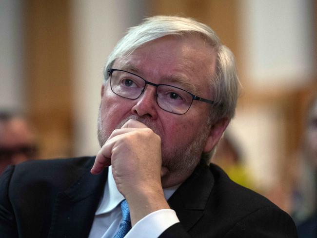 CANBERRA, AUSTRALIA - NewsWire Photos FEBRUARY 13, 2023: Former Prime Minister, Dr Kevin Rudd at the National Apology Anniversary breakfast. The National Apology Anniversary breakfast with survivors of the Stolen Generations In the Great Hall, Parliament House Canberra.Speakers include:Deputy Prime Minister, Richard Marles,Minister for Indigenous Australians, Linda Burney;  Former Prime Minister, Dr Kevin RuddTJ Mia, Noongar Elder & Member of the Stolen Generations;and Michael McLeod, Chair Message Stick Group.Picture: NCA NewsWire / Gary Ramage