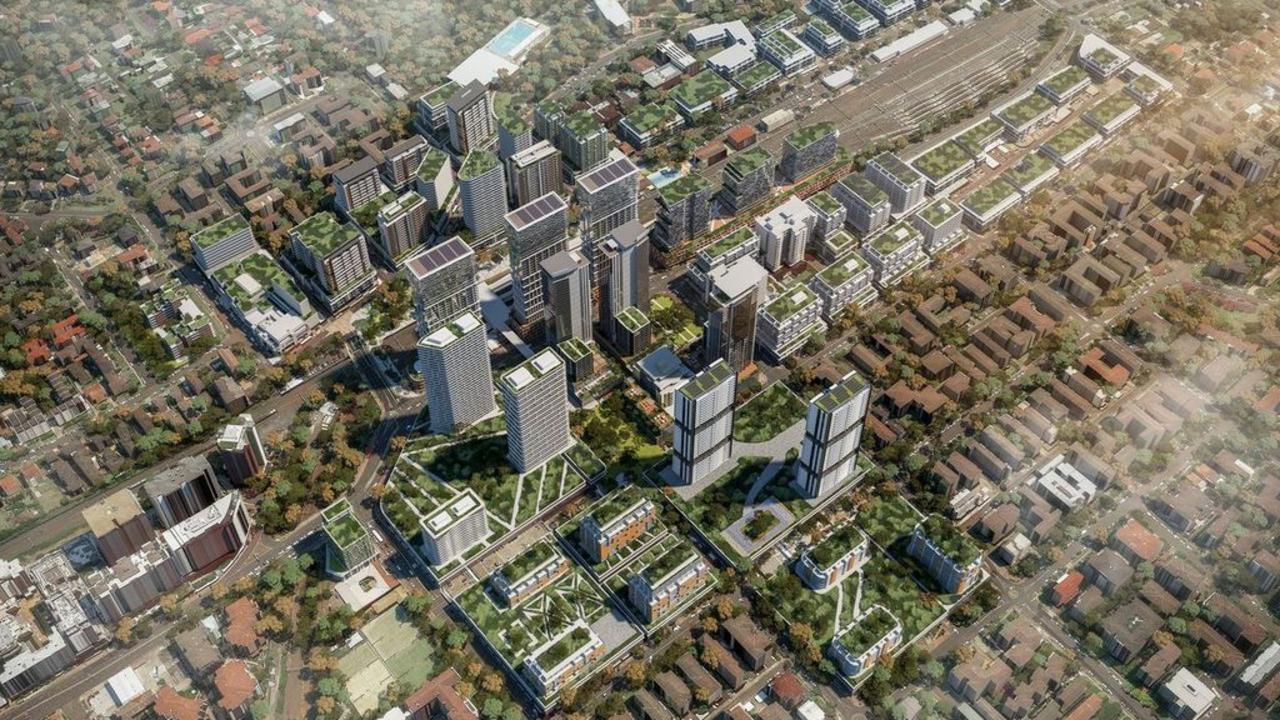 Artist impression of the Hornsby TOD giving an idea of planned development.,