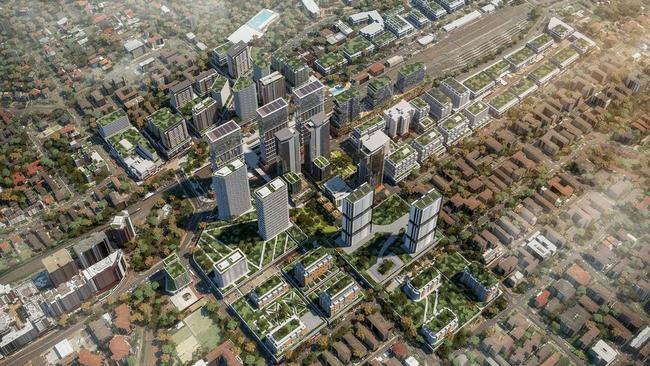 Artist impression of the Hornsby TOD giving an idea of planned development.,