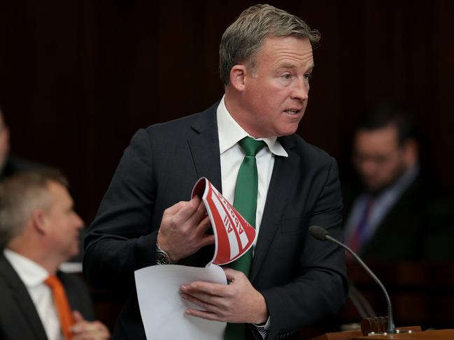 Premier Will Hodgman speaks during question time in Parliament Picture: LUKE BOWDEN