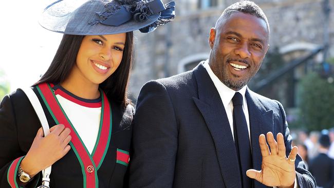 Royal … Elba with his fiancee Sabrina Dhowre at the wedding of Prince Harry and Meghan Markle in Windsor. Picture: Gareth Fuller