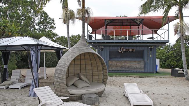 The empty Couran Cove beach bar area. Picture: Tertius Pickard