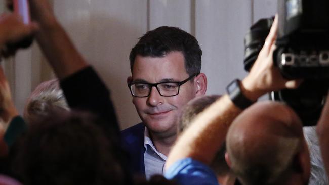 Daniel Andrews at the ALP’s election night party on Saturday. Picture: David Caird