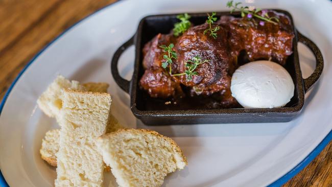 Mabu Mabu’s kangaroo tail bourguignon tastes just like a red-wine braised oxtail stew. Picture: Supplied.
