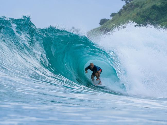 BURLEIGH HEADS, QUEENSLAND, AUSTRALIA - MAY 9: Julian Wilson of Australia surfs in Heat 9 of the Round of 32 at the Bonsoy Gold Coast Pro on May 9, 2025 at Burleigh Heads, Queensland, Australia. (Photo by Andrew Shield/World Surf League)