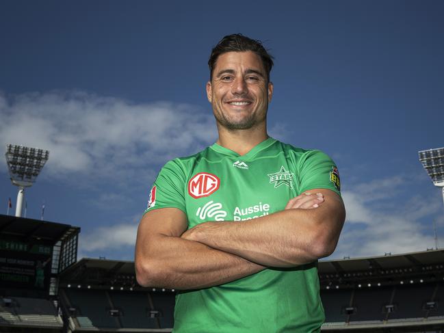 MELBOURNE, AUSTRALIA - JANUARY 14: Marcus Stoinis of the Stars poses for a photograph during a Melbourne Stars BBL media opportunity at Melbourne Cricket Ground on January 14, 2021 in Melbourne, Australia. (Photo by Daniel Pockett/Getty Images for the Melbourne Stars)