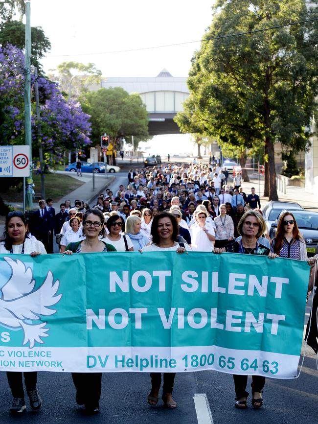 The march from the Castle Towers Piazza to the Castle Hill RSL.