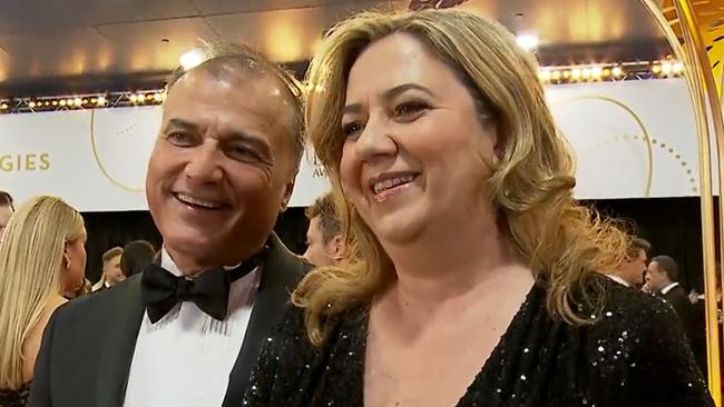 Dr Reza Adib and Queensland Premier Annastacia Palaszczuk at the TV Week Logie awards night at the Gold Coast Convention and Exhibition Centre. Picture: 7News Twitter