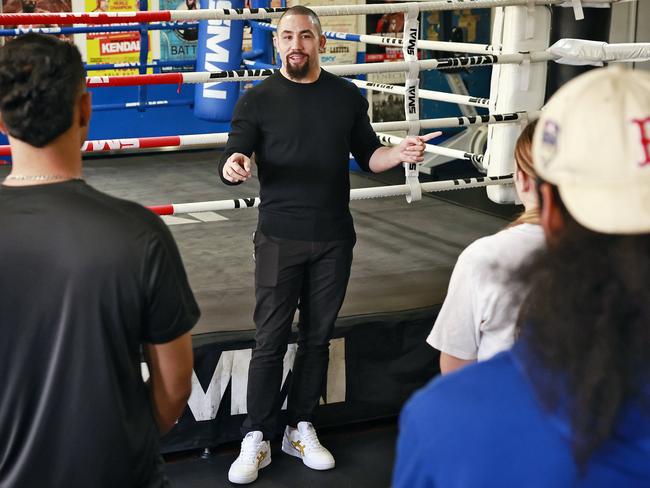 DAILY   TELEGRAPH - 21.5.24MUST CHECK WITH PIC EDITOR BEOFRE USE - UFC athlete Rob Whittaker visits Woolloomooloo PCYC in Sydney to help announce a partnership between UFC and PCYC NSW.  Rob chats to local youths. Picture: Sam Ruttyn