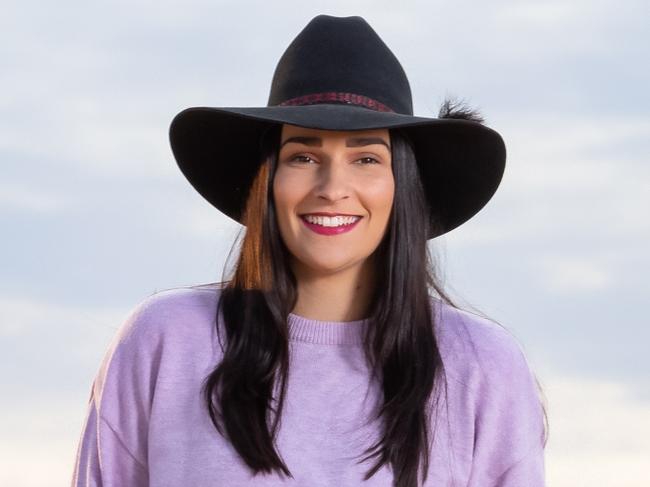 Embargoed for Friday 9 July 2021. farmer wants a wife contestant Mackenzie Phillips (24) who's an Oncology Nurse on the South Coast pictured on a property at Broken Hill NSW.