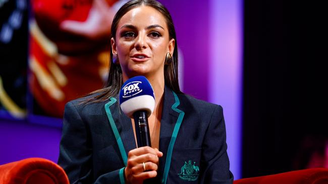 Monique Conti of the Tigers is seen after being selected in the 2023 AFLW All Australian team. Photo by Dylan Burns/AFL Photos via Getty Images.