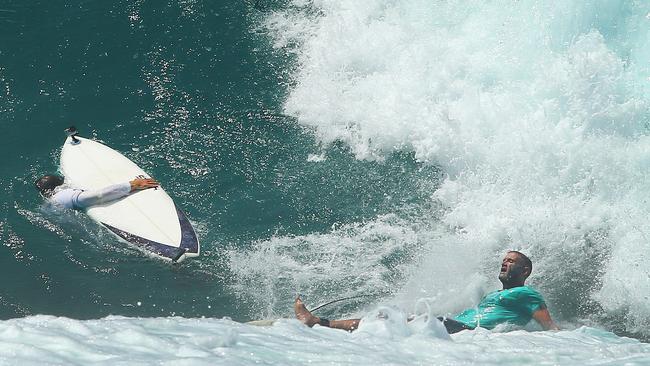 Local Declan Sheeran broke a rib avoiding a surfer in the impact zone. Picture: Glenn Hampson