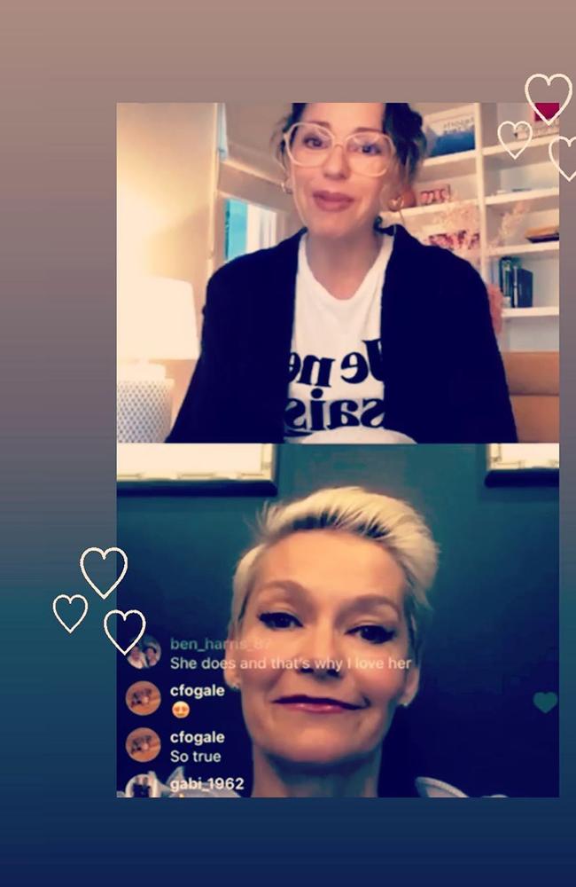 Tina Arena and Jessica Rowe discuss impact of the coronavirus pandemic on mental health. Picture: Instagram