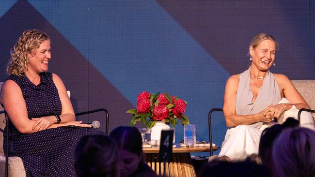 Kathleen Gazzola and Shaynna Blaze at the October Business Month 2023 in Mindil Beach Casino Resort, Darwin. Picture: Pema Tamang Pakhrin