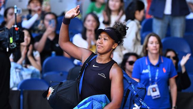 Osaka bids a sad farewell to this year’s Australian Open. (Photo by WILLIAM WEST / AFP)