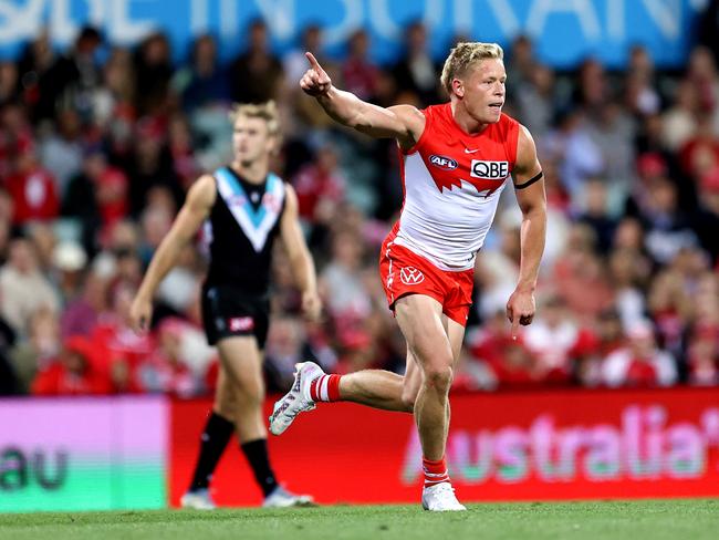 Heeney’s form will be critical if they are to get over the top of Port Adelaide. Picture: Brendon Thorne/AFL Photos/via Getty Images