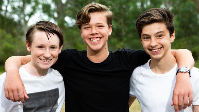 Filmmakers Patrick, Jack and Philip will experience their first Tropfest event this year after their film made the cut for Trop Jr. Picture: Jordan Shields