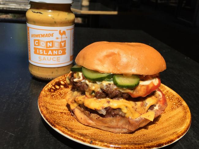 Double Cheeseburger with Coney Island.