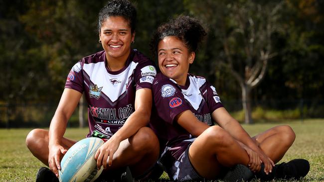 Sisters and Burleigh Bears teammates Zahara and Chante Temara. Picture: Adam Head.