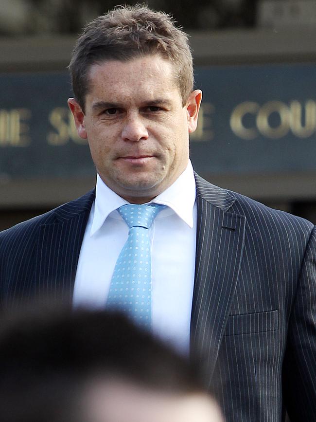 Justin Richard Maynard leaving the Supreme Court of Tasmania in a previous hearing.