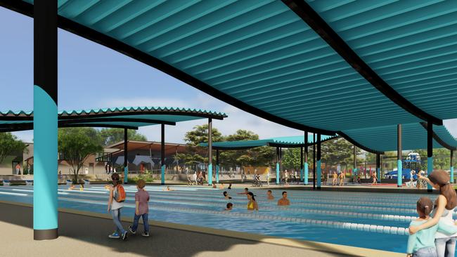 Artistic render of the Casuarina Aquatic and Leisure Centre which opens Saturday. Picture: City of Darwin