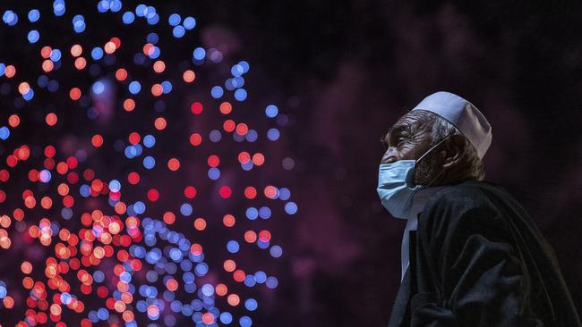 This man’s mask could not hide his joy at the sight. Picture: Getty Images