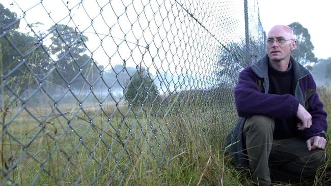 ADI Action Group representative Geoff Brown outside ADI site at St Marys in 2001. Picture: Tracee Lea.