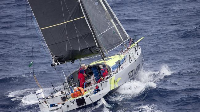 Rob Gough on his yacht in the race.