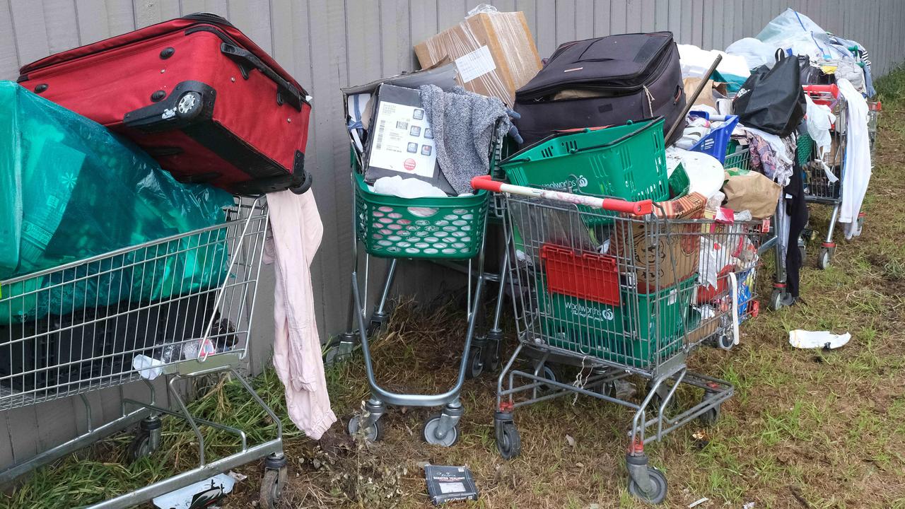 Rubbish dumped in trolleys on Baxter Rd in North Geelong. Picture: Mark Wilson