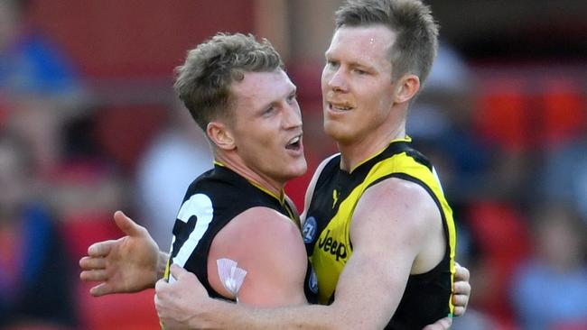 Josh Caddy and Jack Riewoldt of Richmond Tigers.